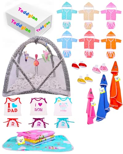 Image of Toddylon All in One Daily Essential in One Pack 36 in 1 New Born Baby Products Gift Packs | Hospital Kit Combo | Infants Boys Girls | Perfect for Newborns | Ideal for 0-6 Months (Purple)