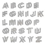 VYNYJOAN A-Z 8mm Rhinestone Alloy Metal Letter Beads 52pcs Alphabet Slide Bead for DIY Bracelet Personalized Necklace Jewelry Choker Wristbands, Silver