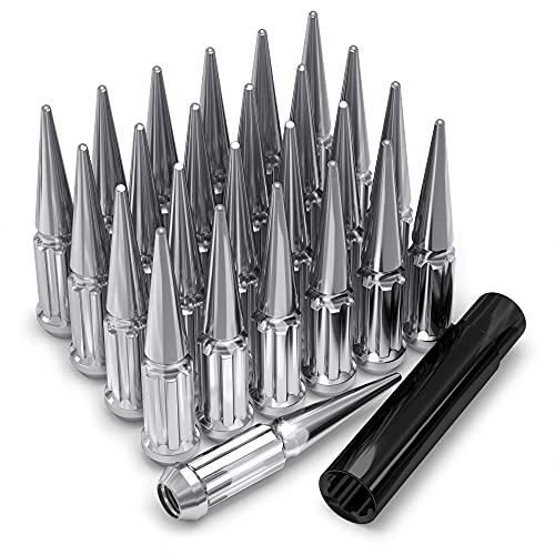 Image of White Knight 3810XL-25AM Chrome 9 /16 inch-18 1-Pc Spline Spike Lug Nut Set with Extra Spline Spike, 25 Pack