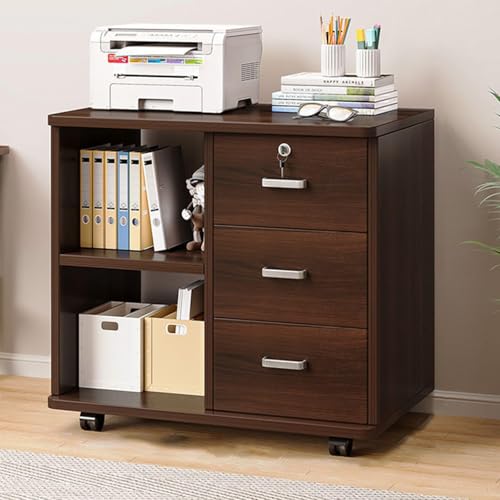 El Mejor Listado de Mueble para Impresora del mes. 49 UNKKS Archivero Organizador, Mueble para Impresora, Archivador Doméstico con Cerraduras, Ruedas y Estantes de Almacenamiento Abiertos, Archivador de 3 Cajones para Hogar, Oficina,...