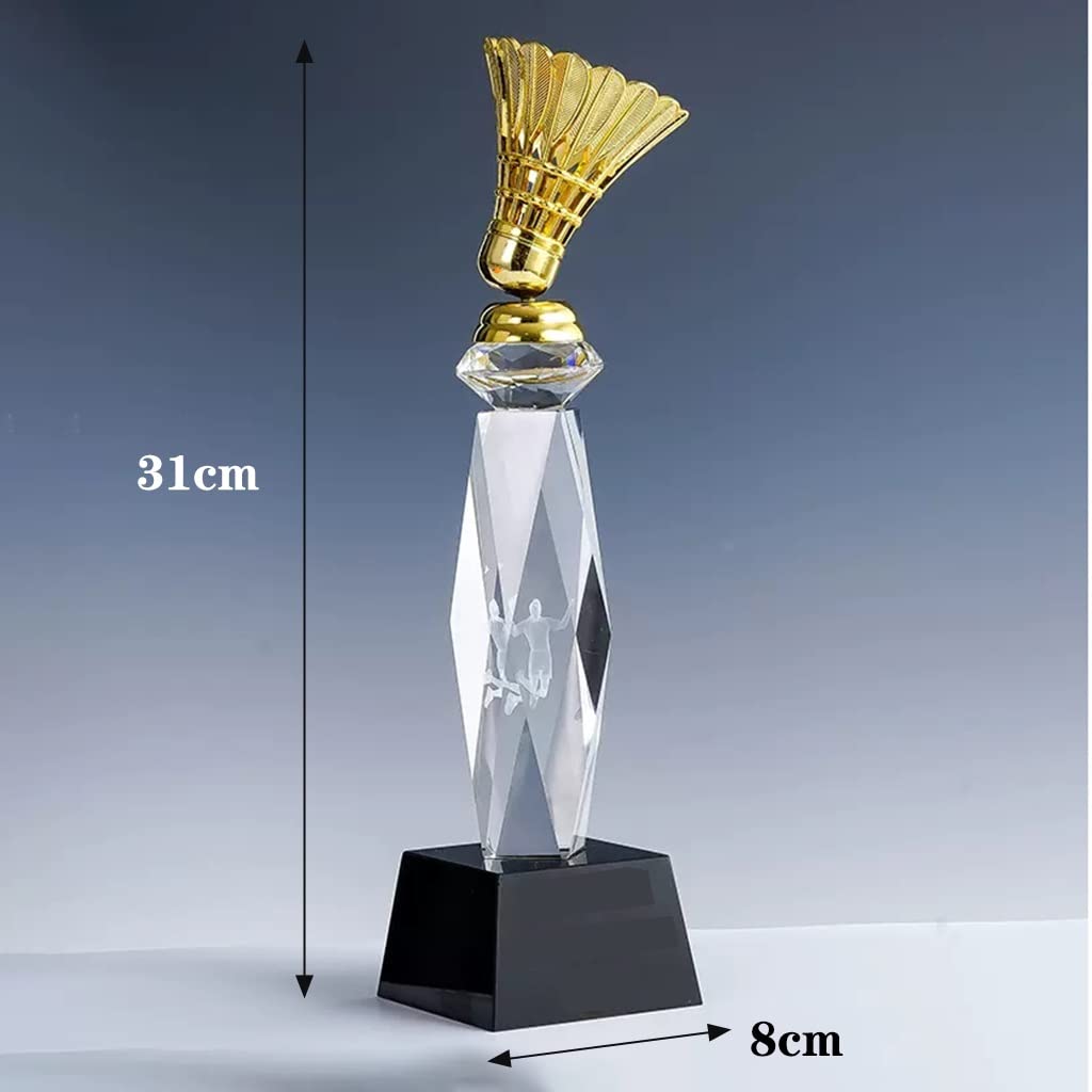 Pokale, Medaillen Auszeichnungen Badminton-Trophäe Aus Transparentem Kristall Meistertrophäe des Sport-Badminton-Wettbewerbs Badminton-Souvenir-Trophäe Badminton-Turnier-Trophäe Pokale