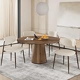 COLAMY Dining Chairs Set of 4, Modern Fabric Upholstered Dining Room Chair, Farmhouse Kitchen Chairs with Foot Pegs, Beige