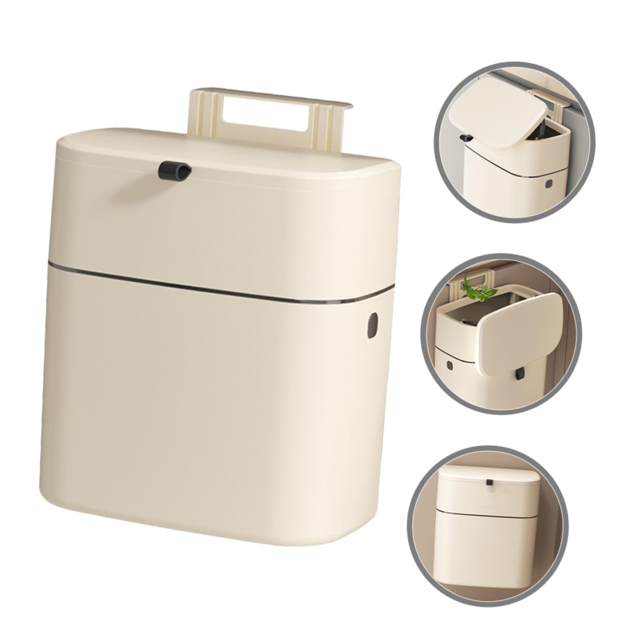 Hängender Mülleimer für Küchenschränke mit Deckel 12l Fassungsvermögen in Beige Stabilem Pp Material und Glatter Oberfläche für Küche und Schrank