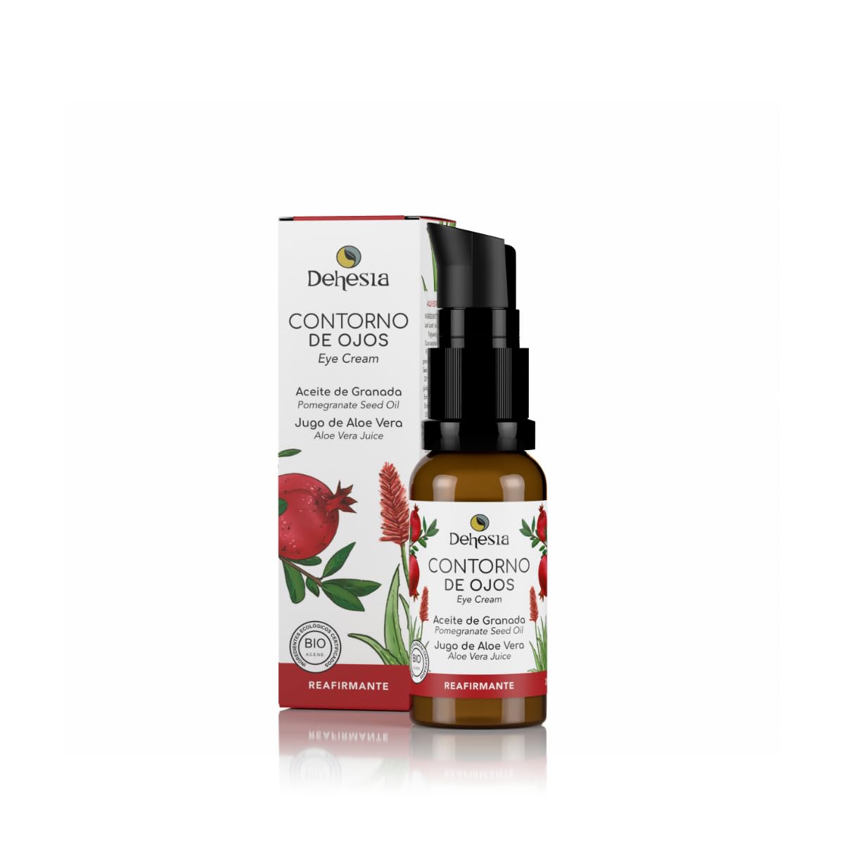 Contorno de ojos natural, vegano y ecológico | Efecto reafirmate instantáneo. Hidratante, antiarrugas e ideal para arrugas y bolsas | Con aloe, granada, higo chumbo, cafeína y ácido hialurónico