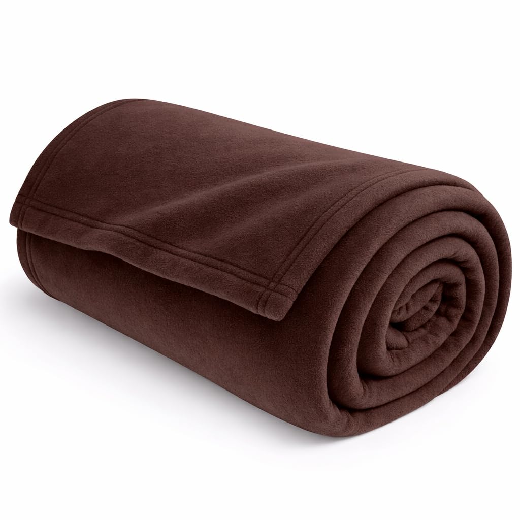 Fleece Blanket 300 TC All Season Solid/Plain Light Weight Polar Fleece Single Bed Blanket (230 x 150 cm,Skin Friendly) (Brown)