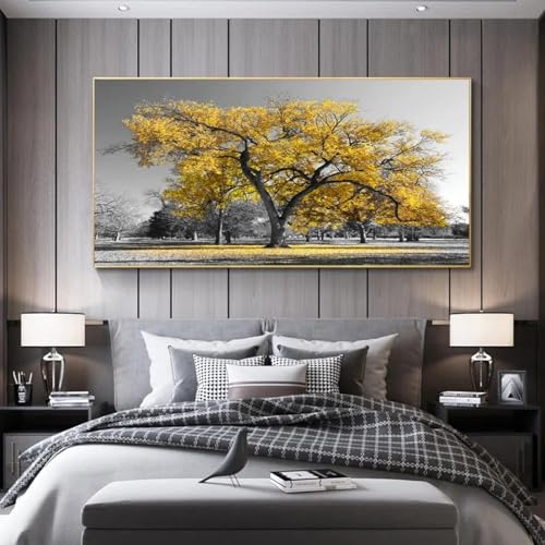 Impressions d'art mural de grande taille et toile paysage arbre jaune