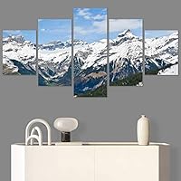 SIGNWIN 5 Panel Canvas Wall Art Modern Art Expressive Landscape Modern Mountain Top Multicolor Photography for Home Decorations Ready to Hang - 60