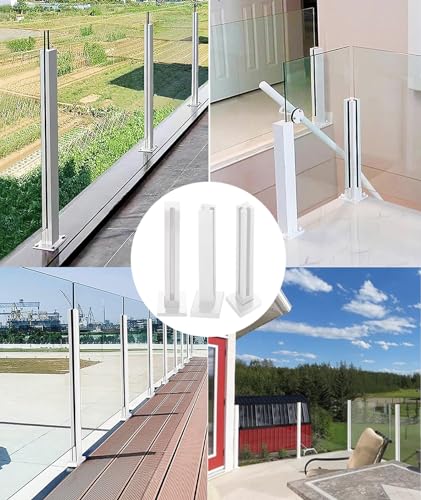 Poteau balustrade clôture en verre blanc 125cm poteaux rampe d'escalier d'angle pour garde-corps - 2