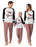 Ekouaer Family Christmas Pajamas Matching Sets Long Sleeve Couple Pjs Holiday Sleepwear Soft Loungewear with Pockets Black Red-Snowman M
