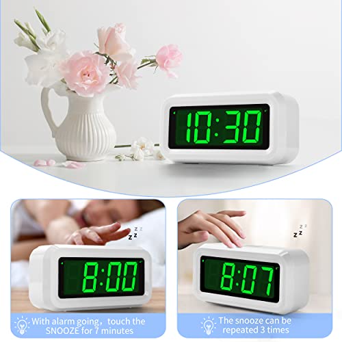 Image of KWANWA 12 Inch Large Display Digital Alarm Clock for Kids & Adults, Dimmable LED Clock with Adjustable Brightness, Easy Snooze, Battery Operated Cordless Desk Clock for Bedroom, Kitchen, (White