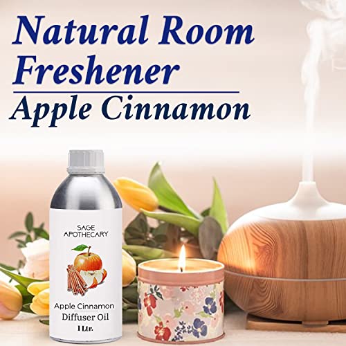 Image of Sage Apothecary Apple Cinnamon Diffuser Oil Natural Aromatherapy Oil for Sleep and Relaxation - 1 L