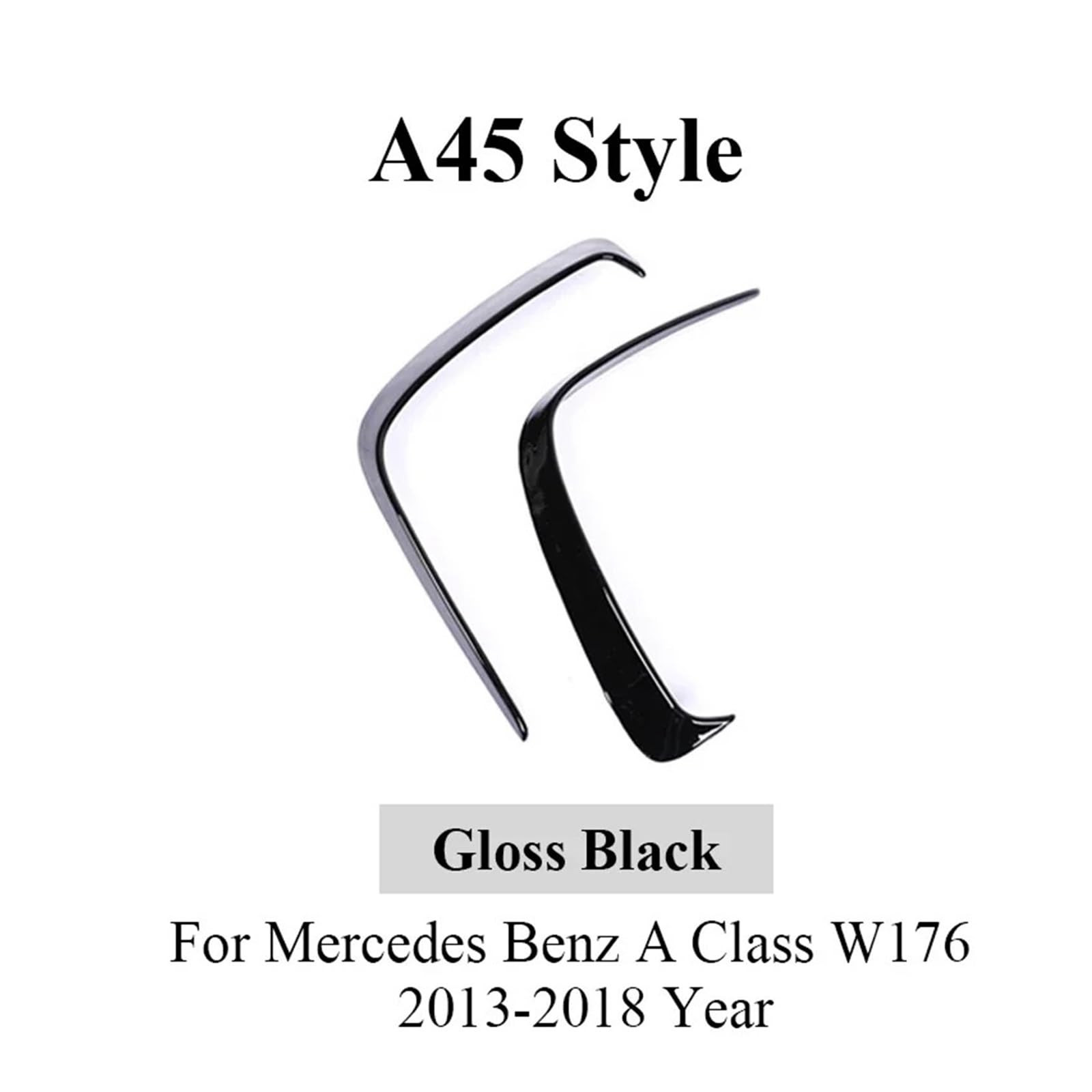 Labbro Anteriore Spoiler Per Benz Classe A W176 A45 2013-2016 2017 2018 Paraurti Posteriore Sportivo Con Presa D'aria Splitter Spoiler Copertura Accessori Auto Neri Labbra Paraurti(A45 Gloss Black Tee
