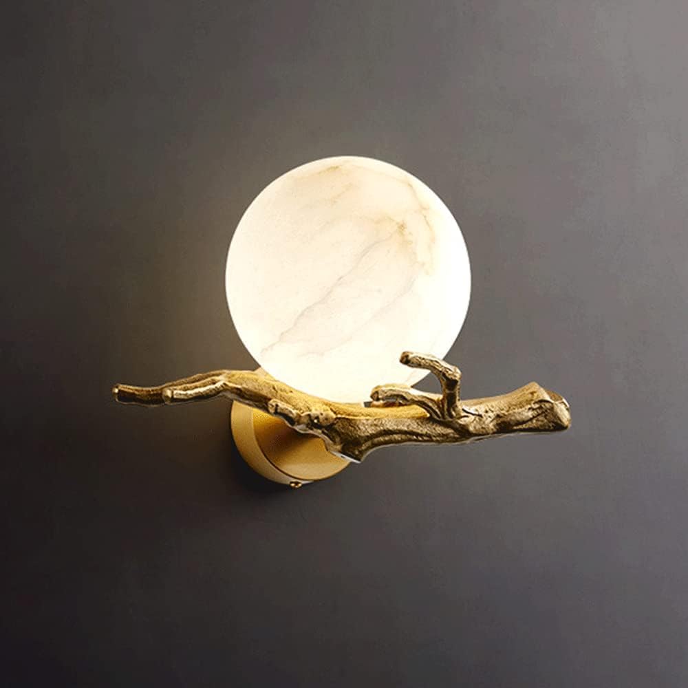 ZTCHSENZT Modern Villa Wall Light Copper Sconce Marble Shade Geometric Gold Wall Lamp, Wall Lighting Fitting Night Lamps Chandelier,Gold