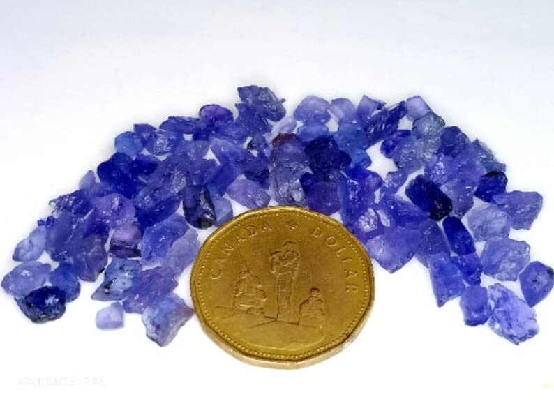 Miniatura 4 de COLORGEMSTONE 70 Carat Natural Raw Tanzanite Stone, Rough Crystals for Jewelry Making, Tiny Rough Chakra Healing Gemstones, Birthstone, Loose