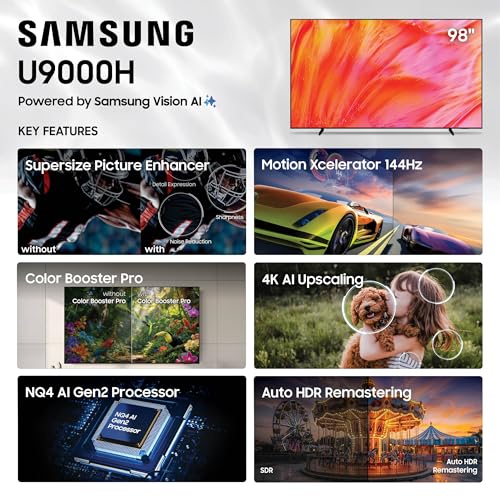 Image of Samsung 98 inch Class U9000H Series, Crystal UHD, 4K UHD, Samsung Vision AI, Smart Tizen TV, 2026 (UN98U9000HFXZA)