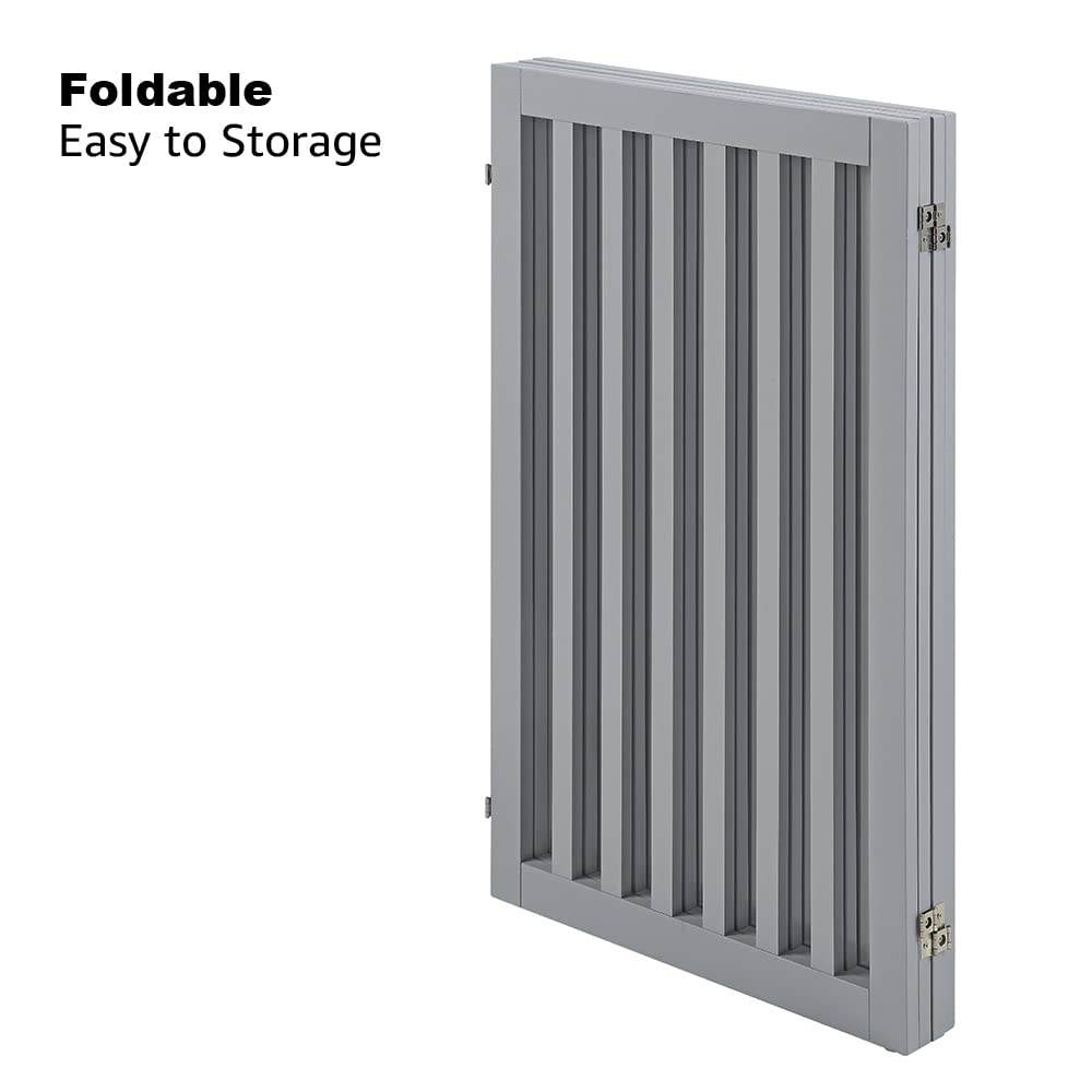 unipaws Puerta para Perros Plegable, Valla Interior de Madera con Patas de Apoyo, Corralito para Mascotas sin Montaje (91 cm, 4 Paneles, Gris)