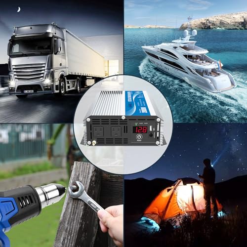 GIANDEL 2000Watt Power Inverter 12V DC to 110V 120V AC ETL Listed UL458 STD 2000W Inverter with 15 FT Wired Remote LED Display Dual Outlets for RVs Off Grid Solar Setup Truck Boat Marine