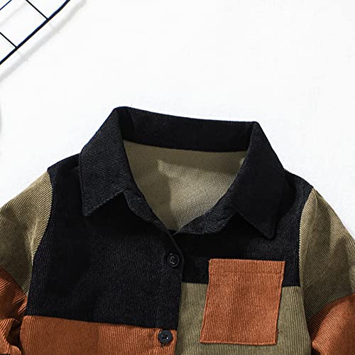 Toddler Boys Corduroy Shirts Long Sleeve Button Down Collared Shacket Jacket Tops with Pocket Light Jacket Kids3