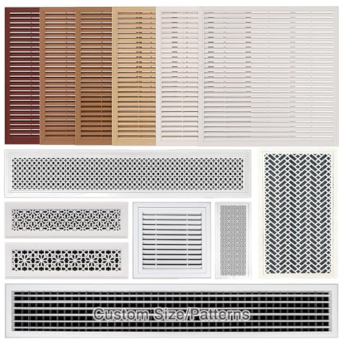Customizable Size/Patterns Air Return Vent Cover Decorative Decorative Aluminum Alloy Return Air Vent Cover Wall Vents Covers with Filter Easy Installation Adjustable Blinds