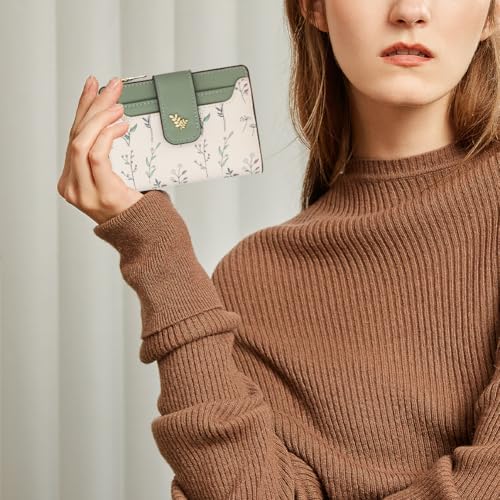 PU Leather Wallet Holder Floral Bifold Clutch for (Green)3