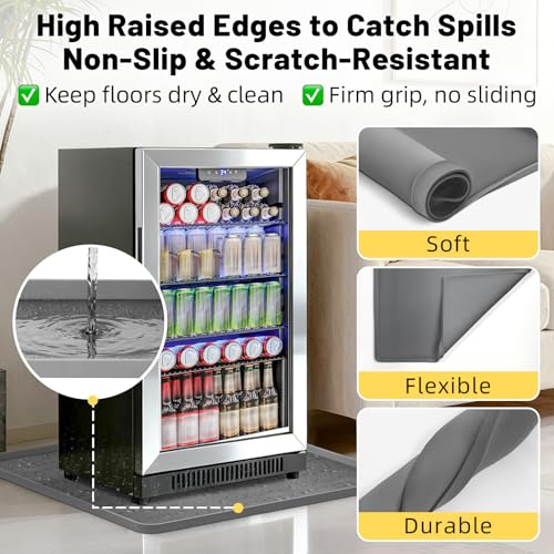 Image of NAMTSO Mini Fridge Silicone Mat, 24 inchx24 inch Floor Protector Drip Tray, Grey | Waterproof & Non-Slip Water Cooler Mat, Soft Silicone Tray for Ice Maker, Humidifier & Coffee Maker, Portable AC Drip Pan