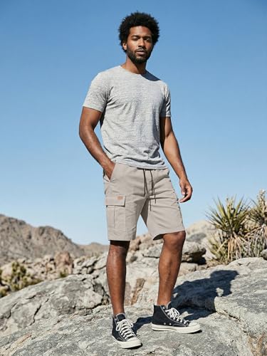 Image of JMIERR Mens Casual Cotton Twill Cargo Shorts Drawstring Classic Chino Stretch Short with 6 Pockets