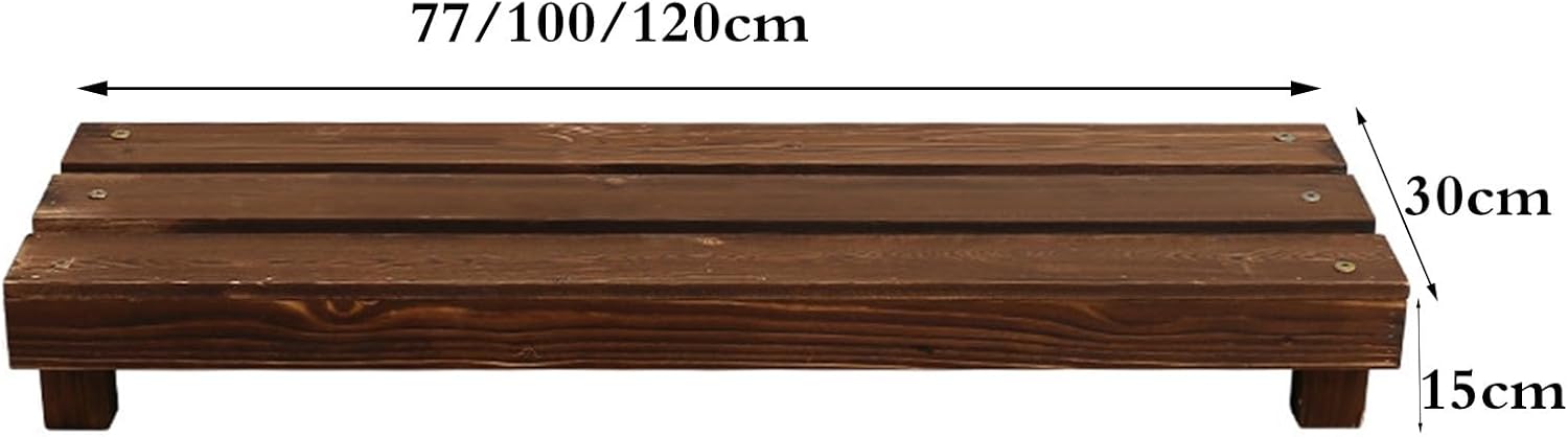 plant-racks Solid Carbonized Wood Plant Bench – Outdoor Garden Flower Pot Stand Rack, Flowershelf For Balcony Patio Living Room Bedroom, Floor Organizer(120*30*15cm)