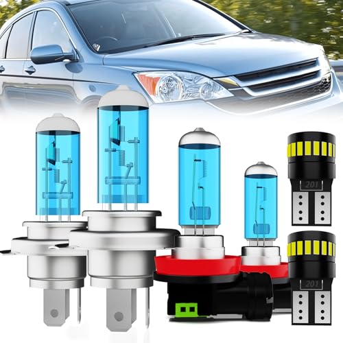 Image of Headlight Bulbs License Plate Lights Fit For Honda CR-V 2007-2014, 9003 High Low Beam + H11 Fog Lights Halogen Light Bulb + License Plate Lights, 6000K White, Pack of 6