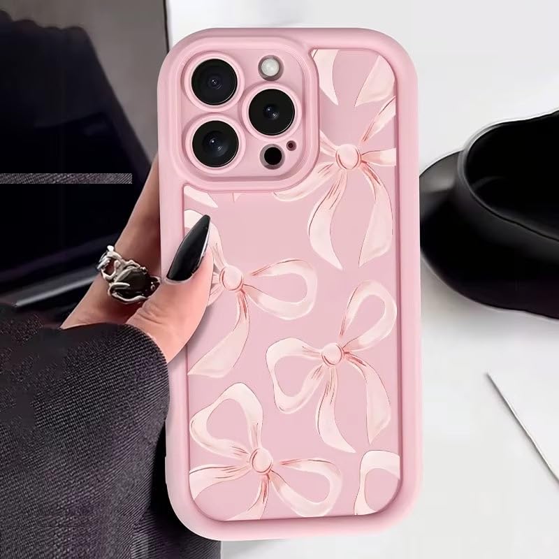 Image of COVERLY Cute Pretty Bowknot Back Case Cover for iPhone 12 Pro | Hot Pastel Pink Ribbon Bow Stylish Design | Camera Lens Protection | Soft Silicone Aesthetic Cover for Girls & Women (Pink, Shockproof)