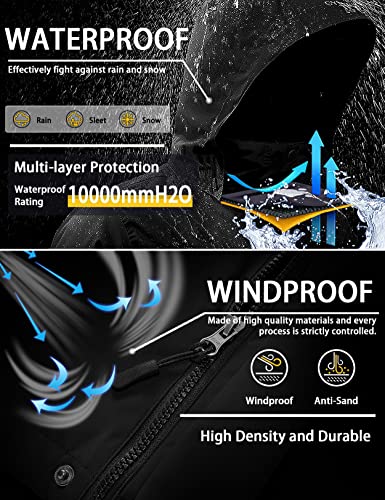 GEMYSE Boy's Waterproof Ski Snow Jacket Hooded Fleece Windproof Winter Jacket(Black,8) - Image 5