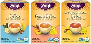 Yogi Tea - Herbal Detox Tea Variety Pack Sampler (3 Pack) - Includes DeTox, Peach DeTox, and Roasted Dandelion Spice Detox Teas - Caffeine Free - 48 Organic Herbal Tea Bags