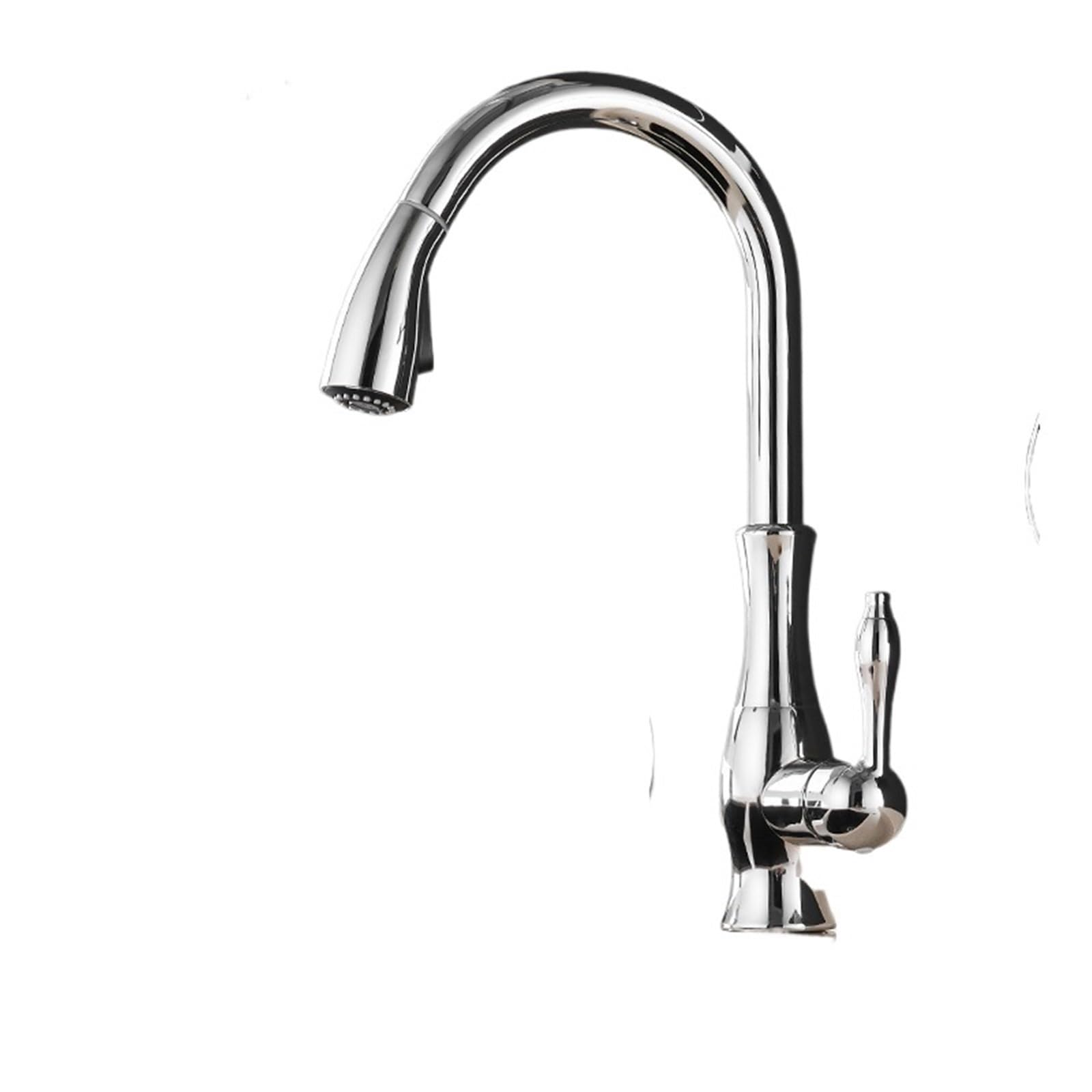 Pull Out Tap Kitchen Faucets Silver Single Handle Pull Out Tap Hole Swivel 360 Degree Water Mixer(Chrome-G3-8)