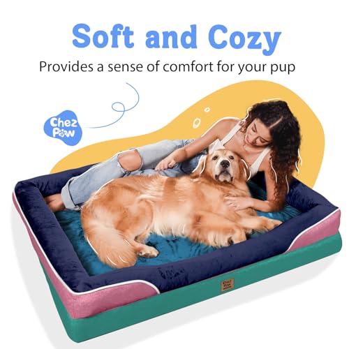 Image of Chez Paw Waterproof Orthopedic XL Dog Bed for Large and Extra Large Dogs | Egg Crate Foam, 4-Sided Bolster Support, Waterproof Liner, Non-Slip Bottom, Machine Washable Cover, 42 x 30 Inch