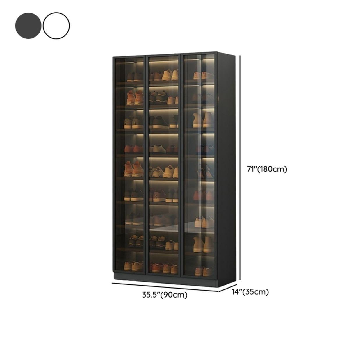 Amazon｜CraftThink ガラスドア付きシューズキャビネット グラム