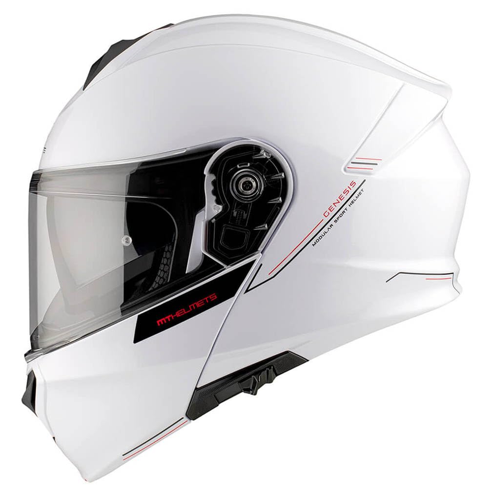 MT Genesis SV Blanco - Casco de Moto Modular Abatible con Visor Solar - Homologado ECE 22.06 (M)