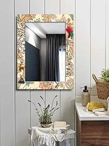 999STORE Printed Mirrors for wash Basin Dressing Mirror Traditional Dance of India washroom Bathroom Mirror (MDF_18X24 Inches) MirrorBRP356