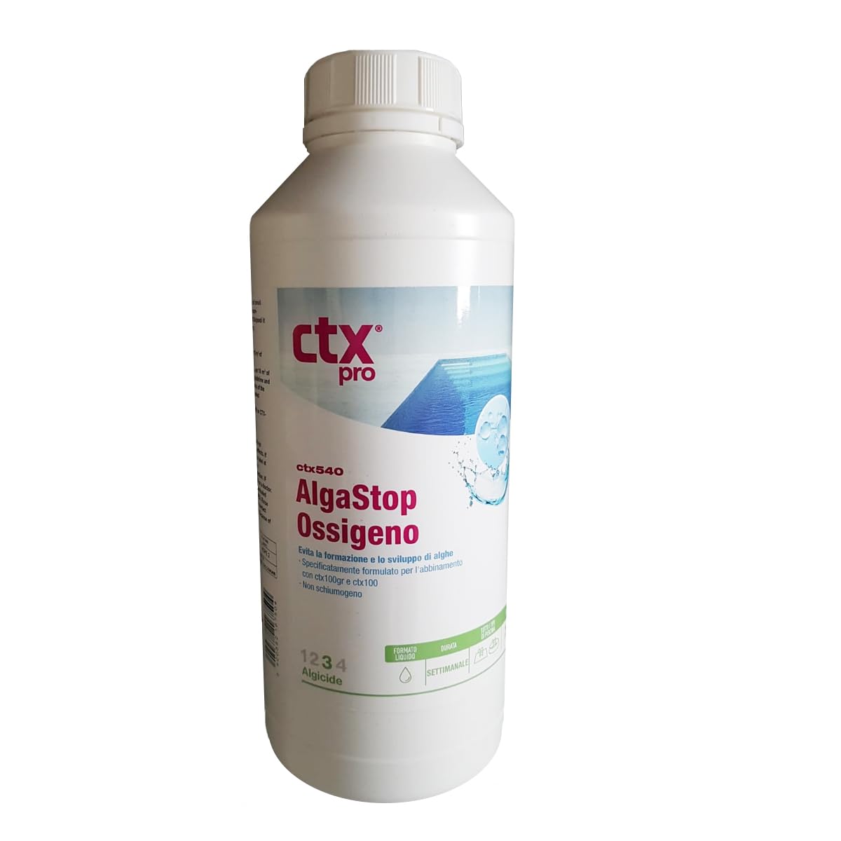 AcquaHOME® CTX 100 OXIPOOL GRANULARE 1 KG + CTX 540 ANTIALGA LIQUIDO 1 LITRO - KIT TRATTAMENTO COMPLETO A BASE DI OSSIGENO ATTIVO (NON CONTIENE CLORO) PER PISCINA SPA IDROMASSAGGIO