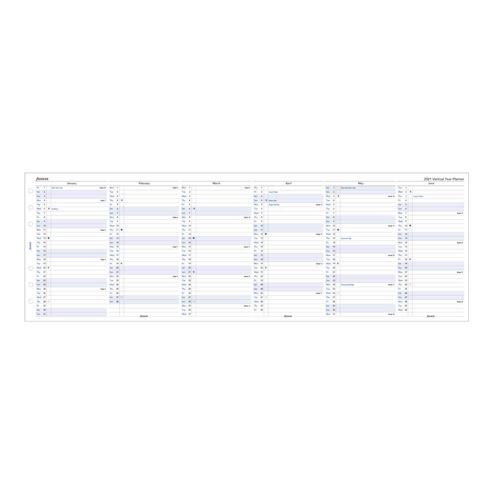 Filofax 2021 - Ricarica per agenda verticale per tutto l'anno, 17,1 x 9,5 cm (C68402-21)