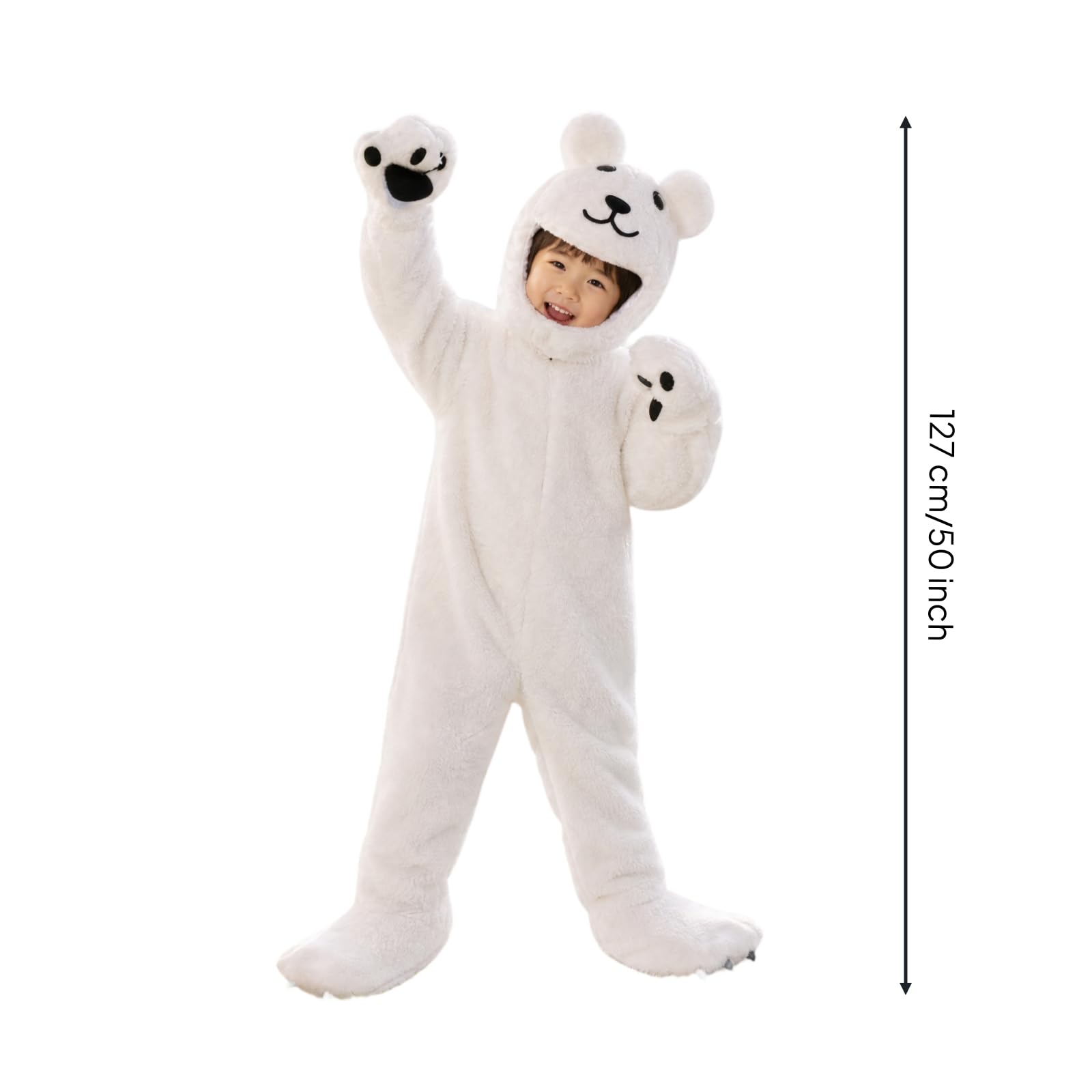 Tuta Completa da Orso con Guanti Soffice Costume da Orso Peloso Costume con Berretto e Copripiedi per Carnevale, Spettacoli Teatrali