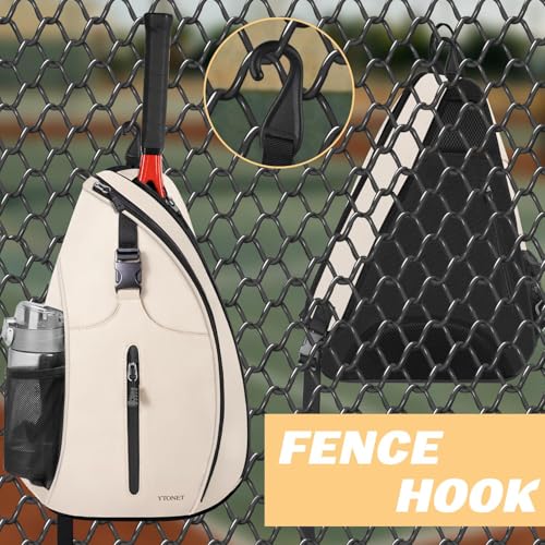 Image of Ytonet Tennis Bag, Tennis Sling Backpack Crossbody for Men Women | Water Resistant Bags with Fence Hook Compatible for Pickleball Badminton Rackets