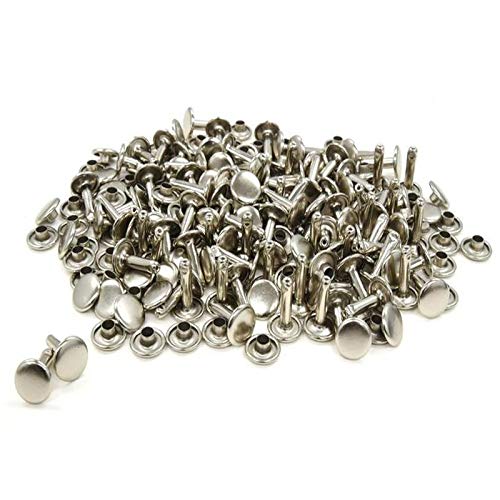 Nimida™ Double Cap Rivets | Brass | Medium Size-7 mm | Silver for DIY Leather Craft | Pack 100 pcs-picture-10