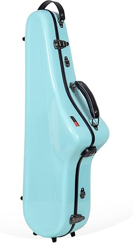 Miniatura 110 de Crossrock Funda recta para saxofón soprano de grado profesional, color azul zafiro, bloqueo TSA, protección Elite, correas desmontables