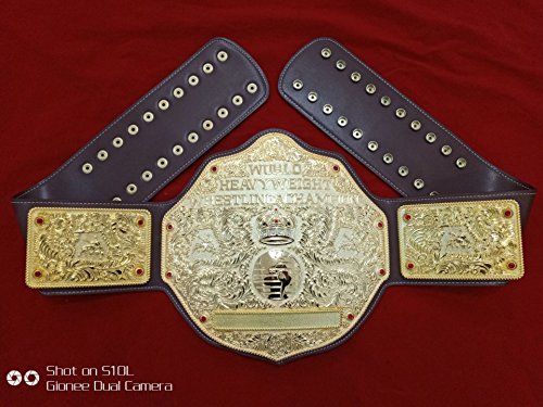 Adult Championship wrestling belt Showing On Wrestling Brown strap full gold big gold2