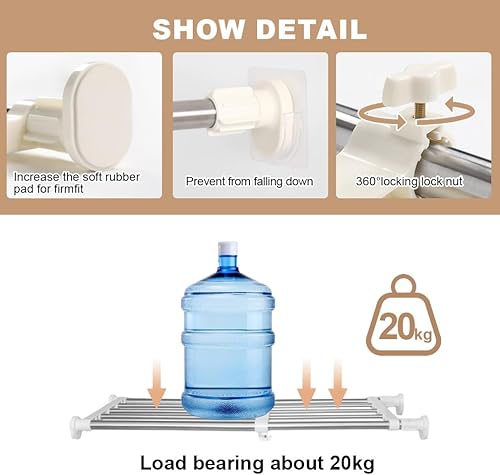 Miniatura 4 de Hershii - Estantería y barra extensible para armarios, estante de almacenamiento de metal expansible,organizador ajustable, separador para armarios,