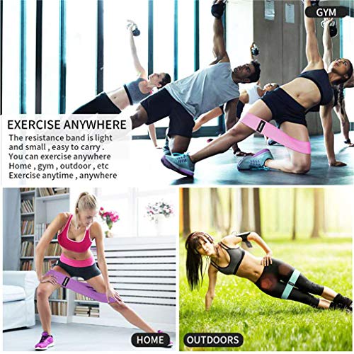 Pink Booty Bands Non Slip Fabric Cloth Resistance Loops for Legs and Butt Heavy Women Hip Glute Exercise Bands Set of 3 with Manual Home Gym Fitness Equipment (Booty-3pcs-Set)
