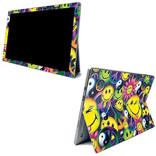 Image of MightySkins Carbon Fiber Skin for Microsoft Surface Pro 7 - Peace Smile | Textured Carbon Fiber Finish | Easy to Apply, Remove, and Change Styles | Made in The USA