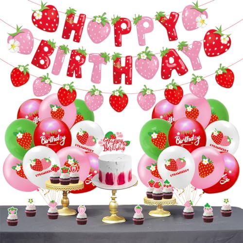 54% Off Strawberry Birthday Party Decoration Set with Balloons - Image 5