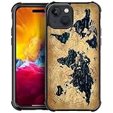 FKBRCL4U for iPhone 15 Case, Brown World Map Pattern Graphic Design Girl Boy Soft Silicone Hard Acrylic Shock Protection for iPhone 15