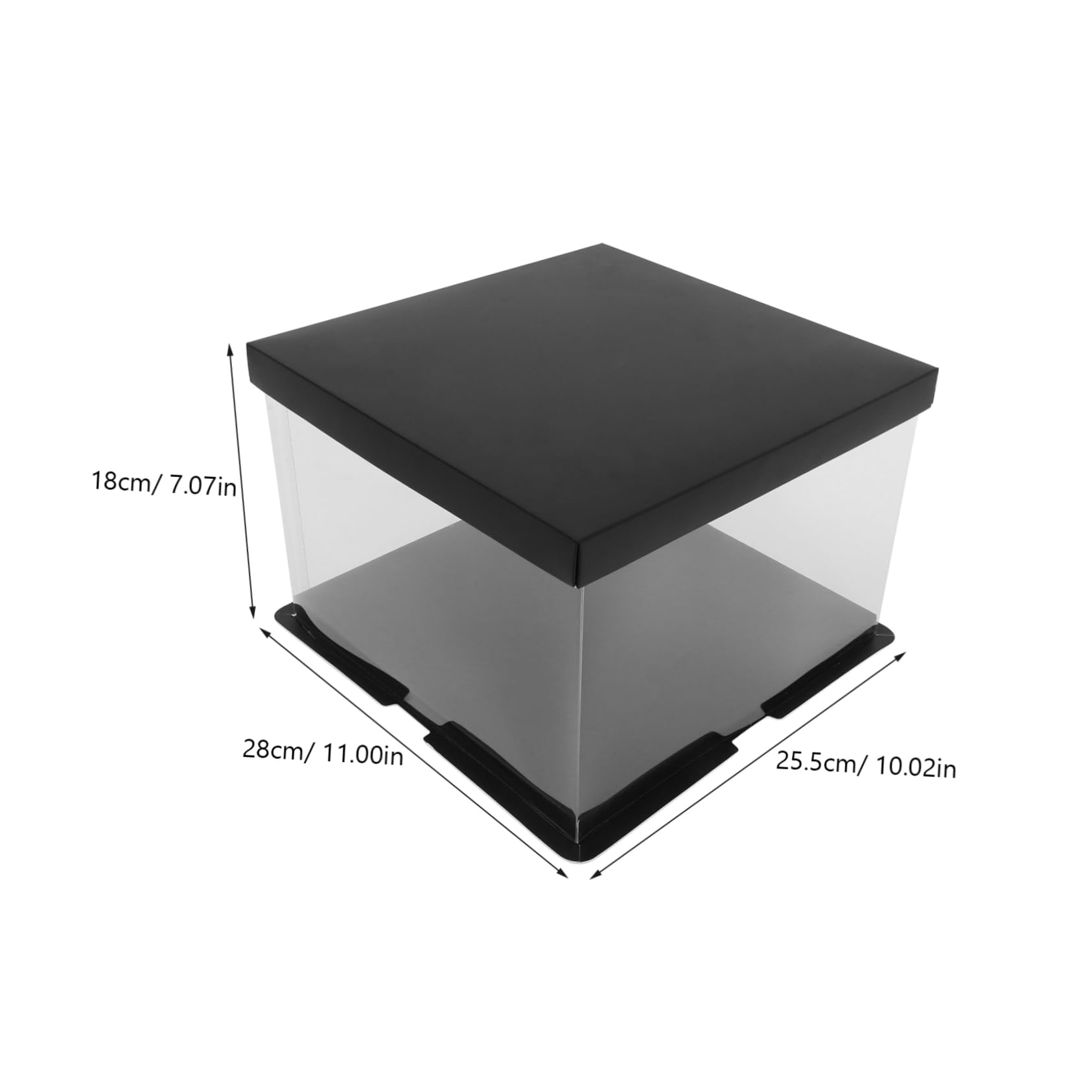 FUNOMOCYA Cube Display Boxes Lid Black Plastic Cake Holder Lid Display Case for Display Needs