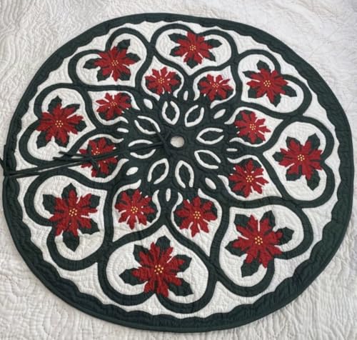 Hawaiian Quilt 100% Hand Quilted/Hand Appliqued Christmas Tree Skirt 42'